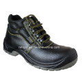 Sapatos de segurança dividir couro gravado com malha forro (HQ05055)